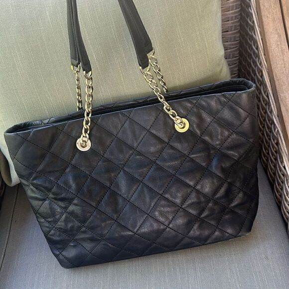 Kate Spade Black Quilted Leather Large Emerson Place Priya Shopper Tote - Picture 7 of 12